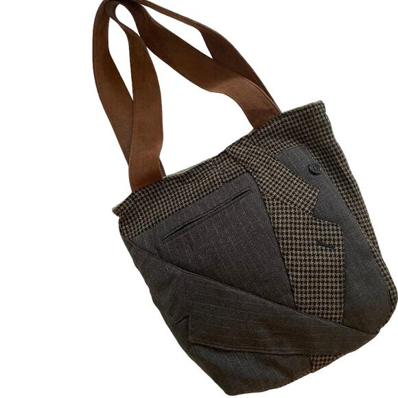 Remade Unique Brown Suit Bag/Tote‎ by Kelly Rozelle - Picture 2 of 7